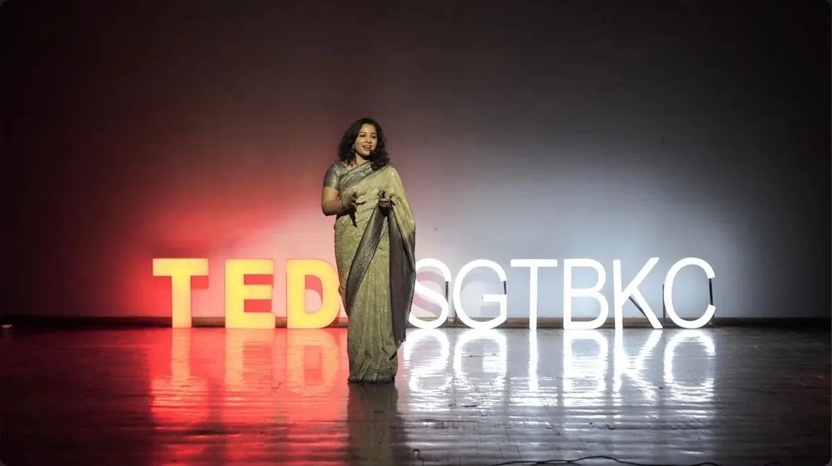 Dr. Rajitha Vanga speaking on the TEDx stage
